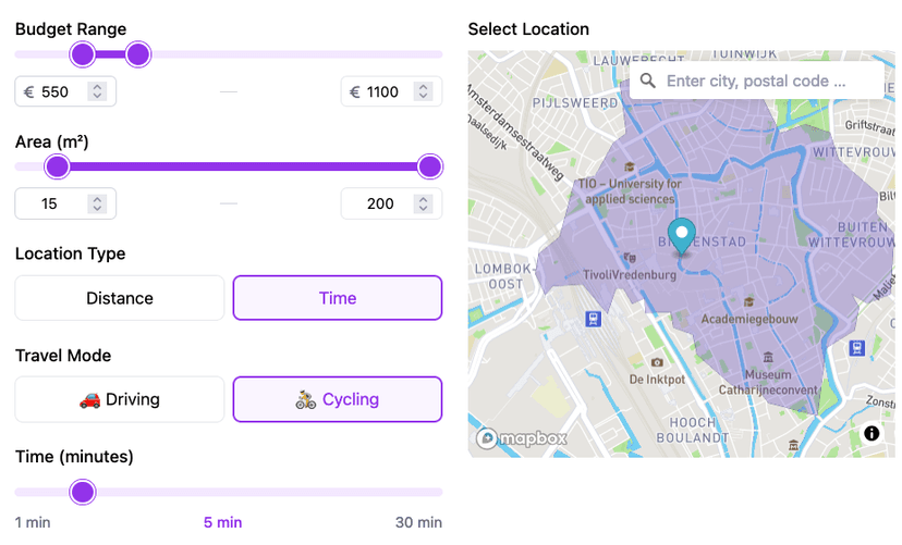 Preferences interface example